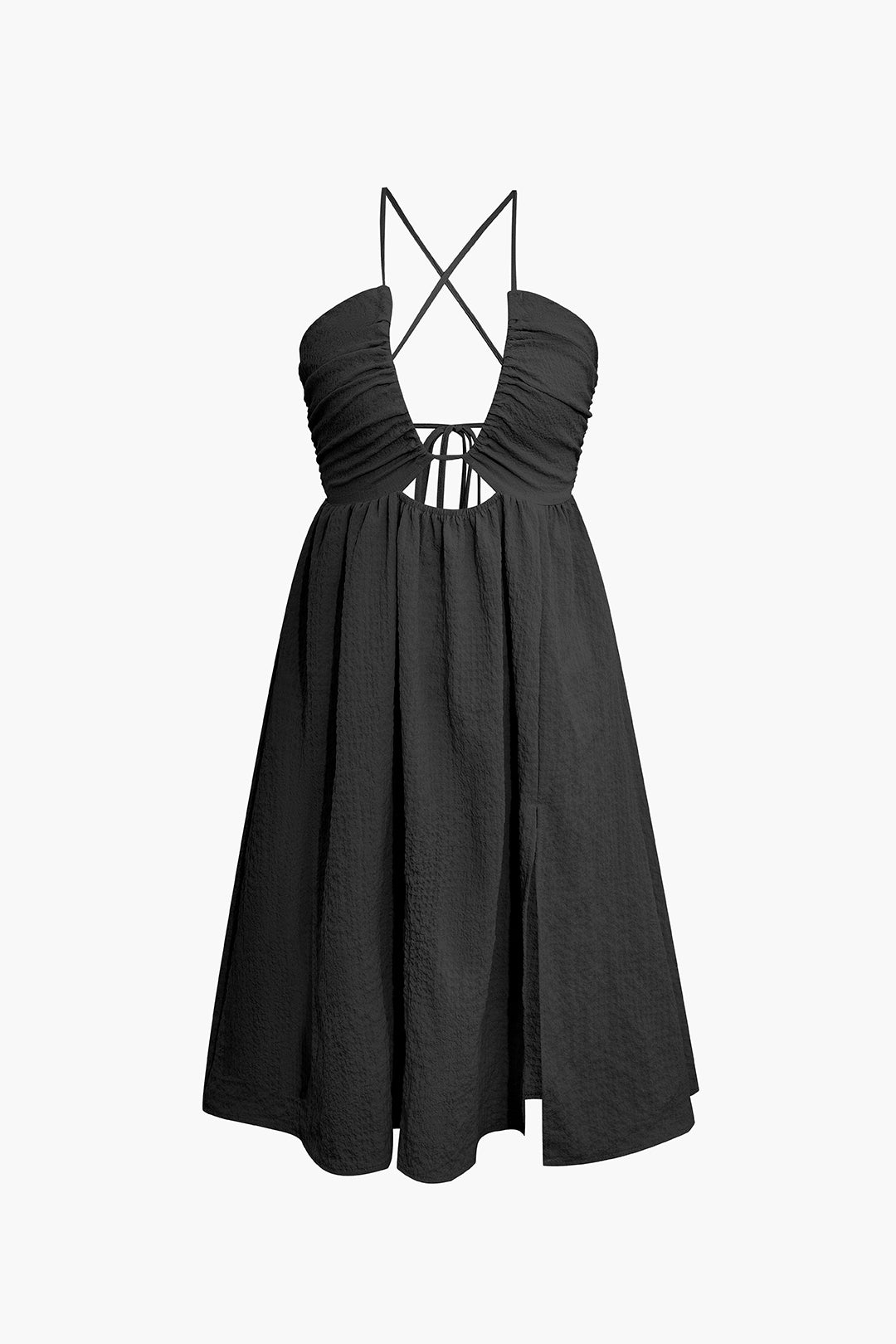 Rygglös V-ringad Slit Midi-klänning