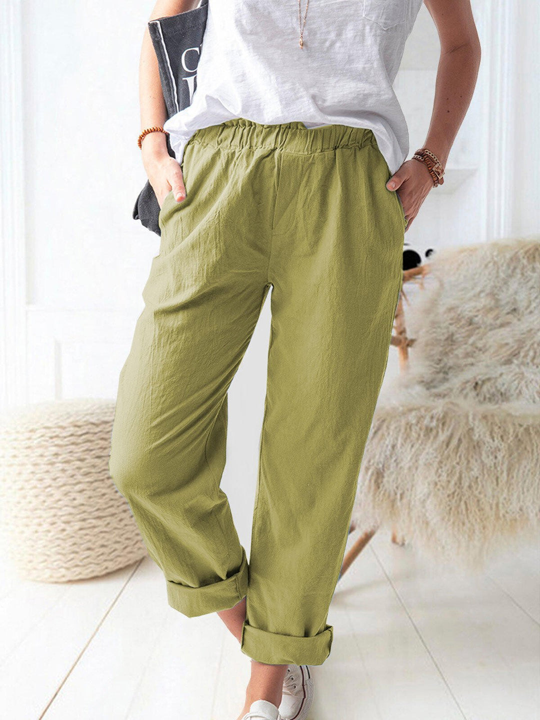 Women's Pure Color Casual Cotton Pants