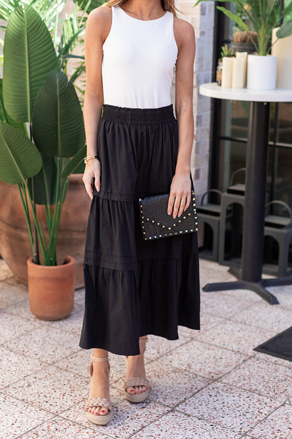 Solid color pleated skirt