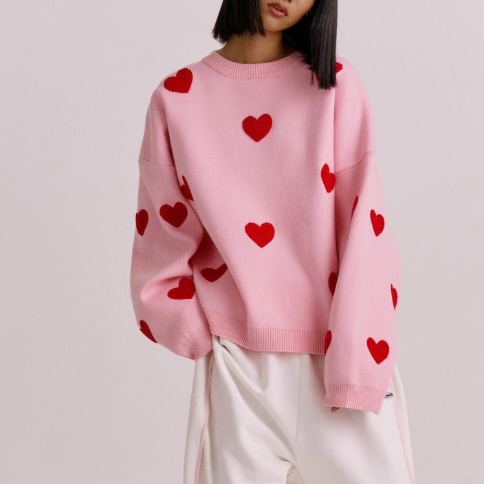 Julrea-50% RABATT-Heart Knit Sweatshirt