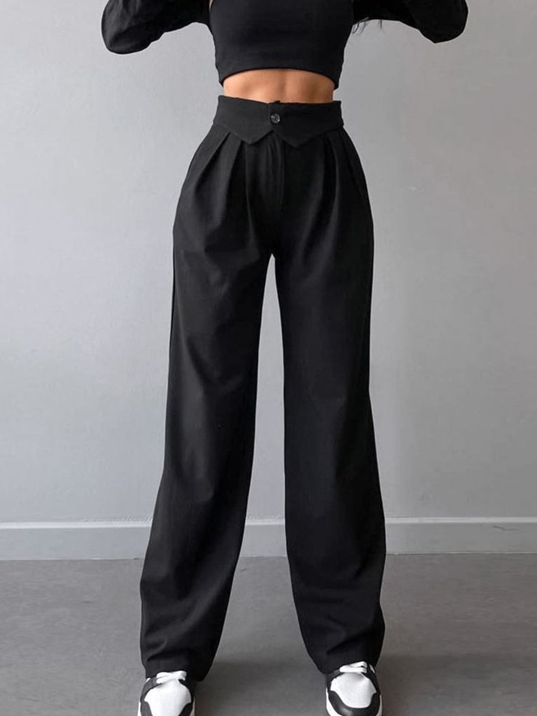 Street Fold Over Waistband Straight Leg Pants