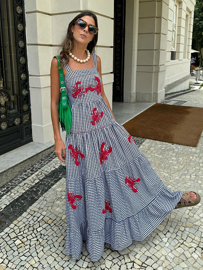 Lobster Check Maxi Dress