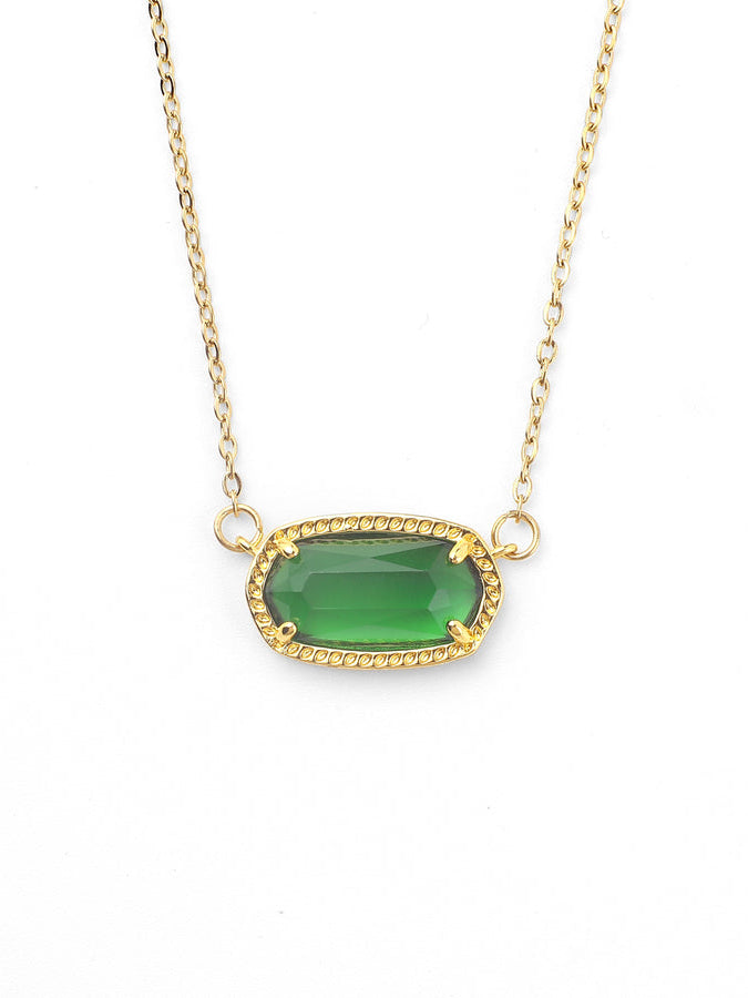 Oval Birthstone Pendant Necklace