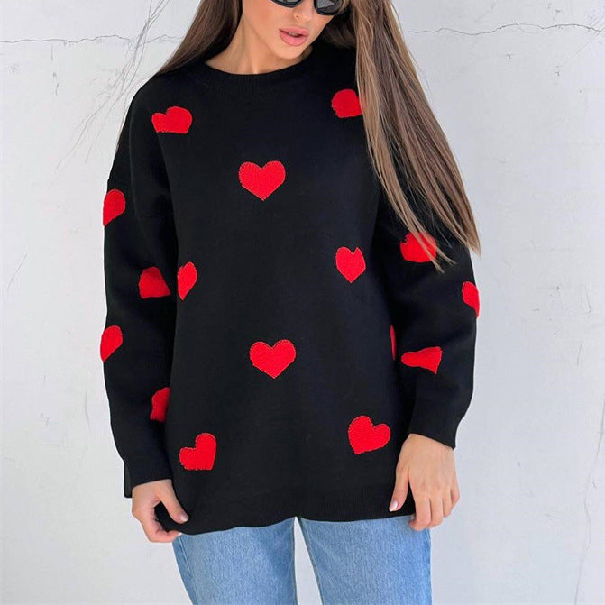 Julrea-50% RABATT-Heart Knit Sweatshirt