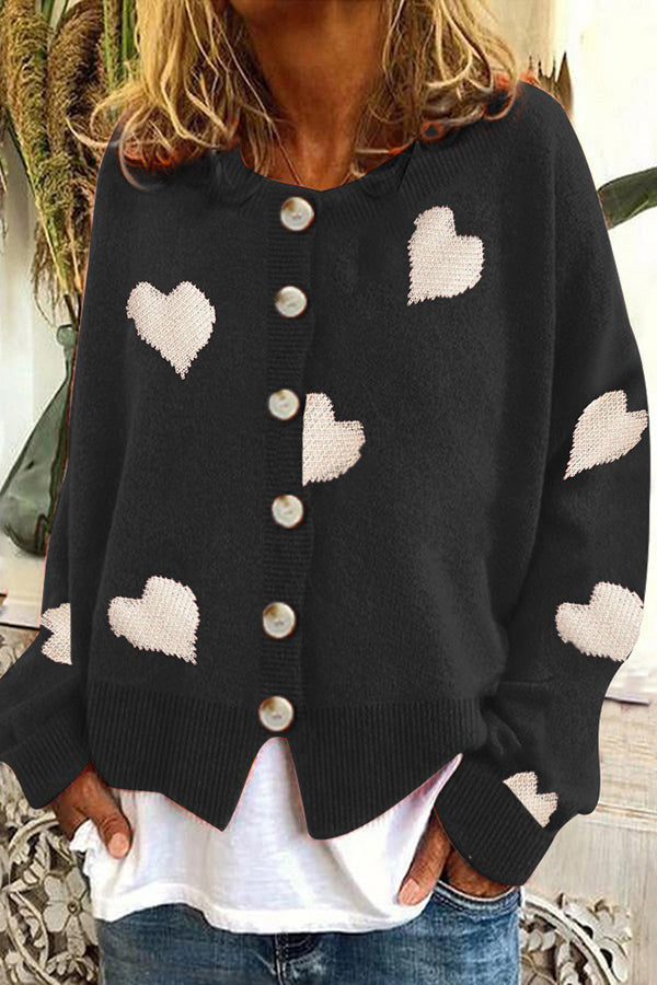 Cardigan da donna con maglione a cuore