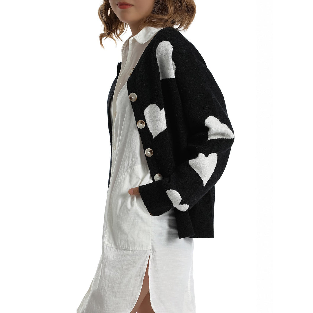 Cardigan da donna con maglione a cuore