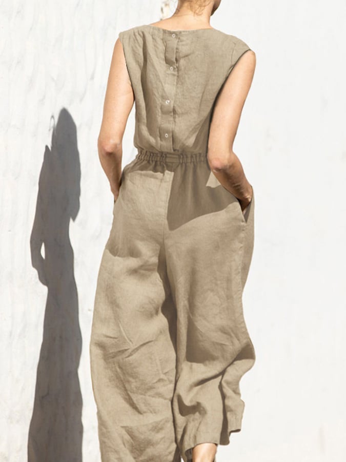 Casual Loose Solid Color Jumpsuit