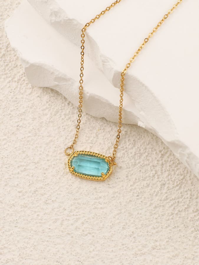 Oval Birthstone Pendant Necklace