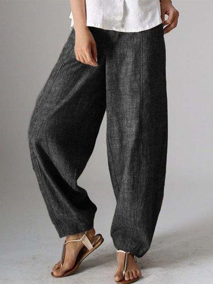 Solid Color Casual Plain Linen Pants