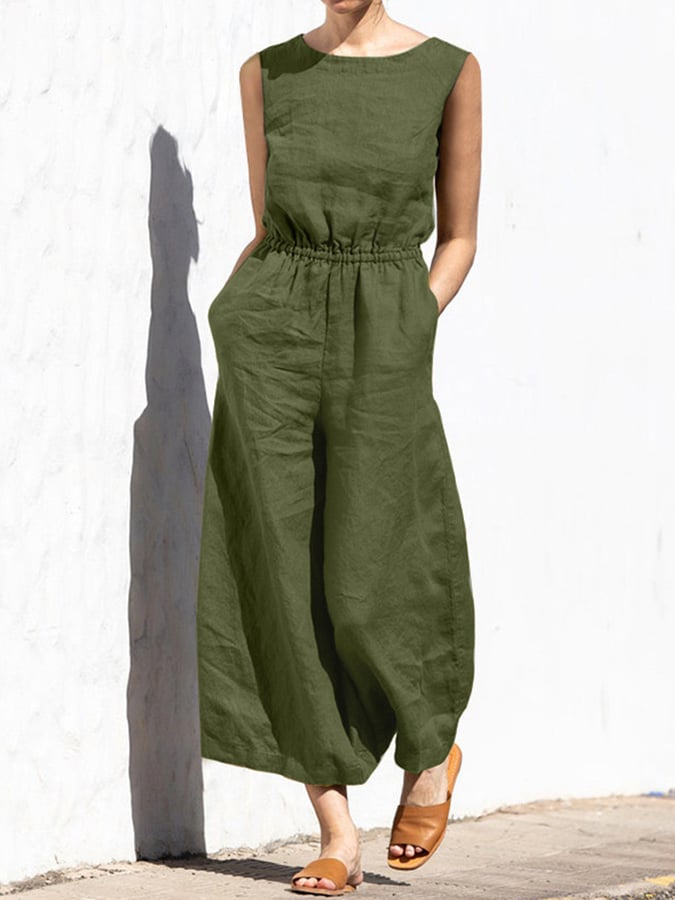 Casual Loose Solid Color Jumpsuit