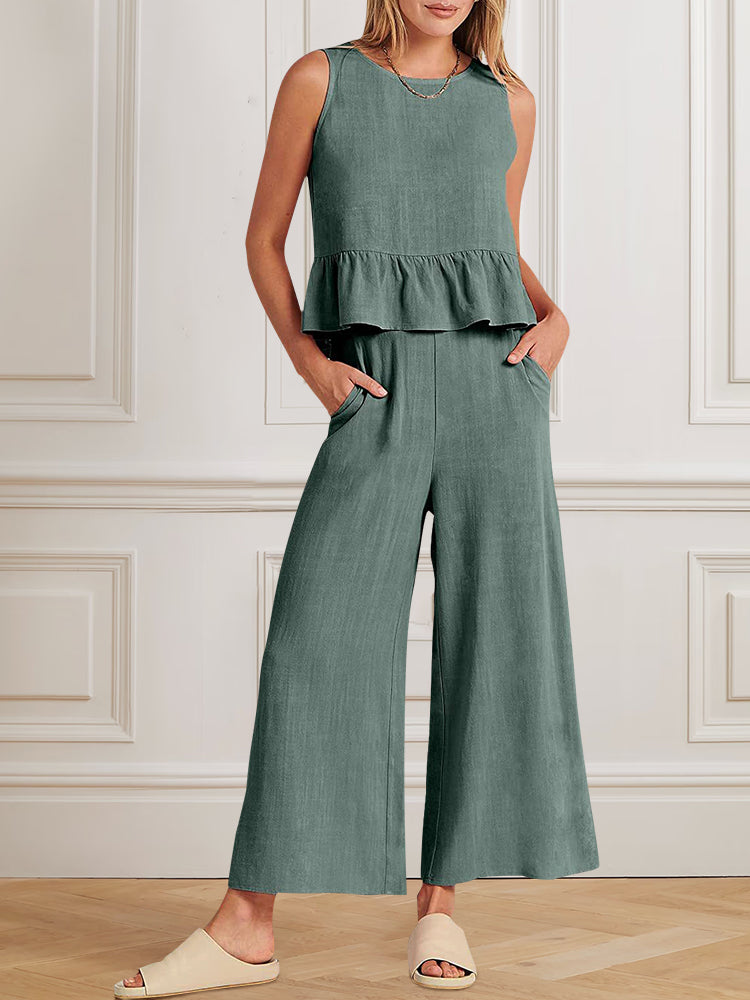 Summer's new pleated casual two-piece set