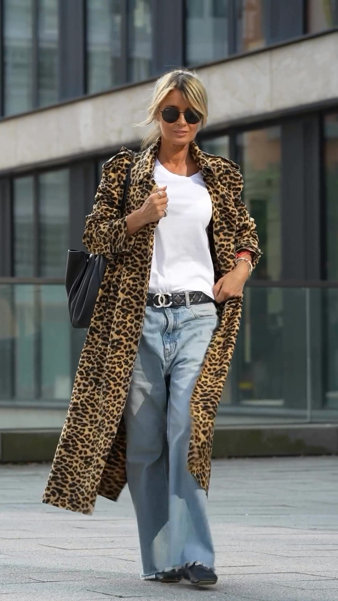 Leopard Print Cardigan Oversized Coat