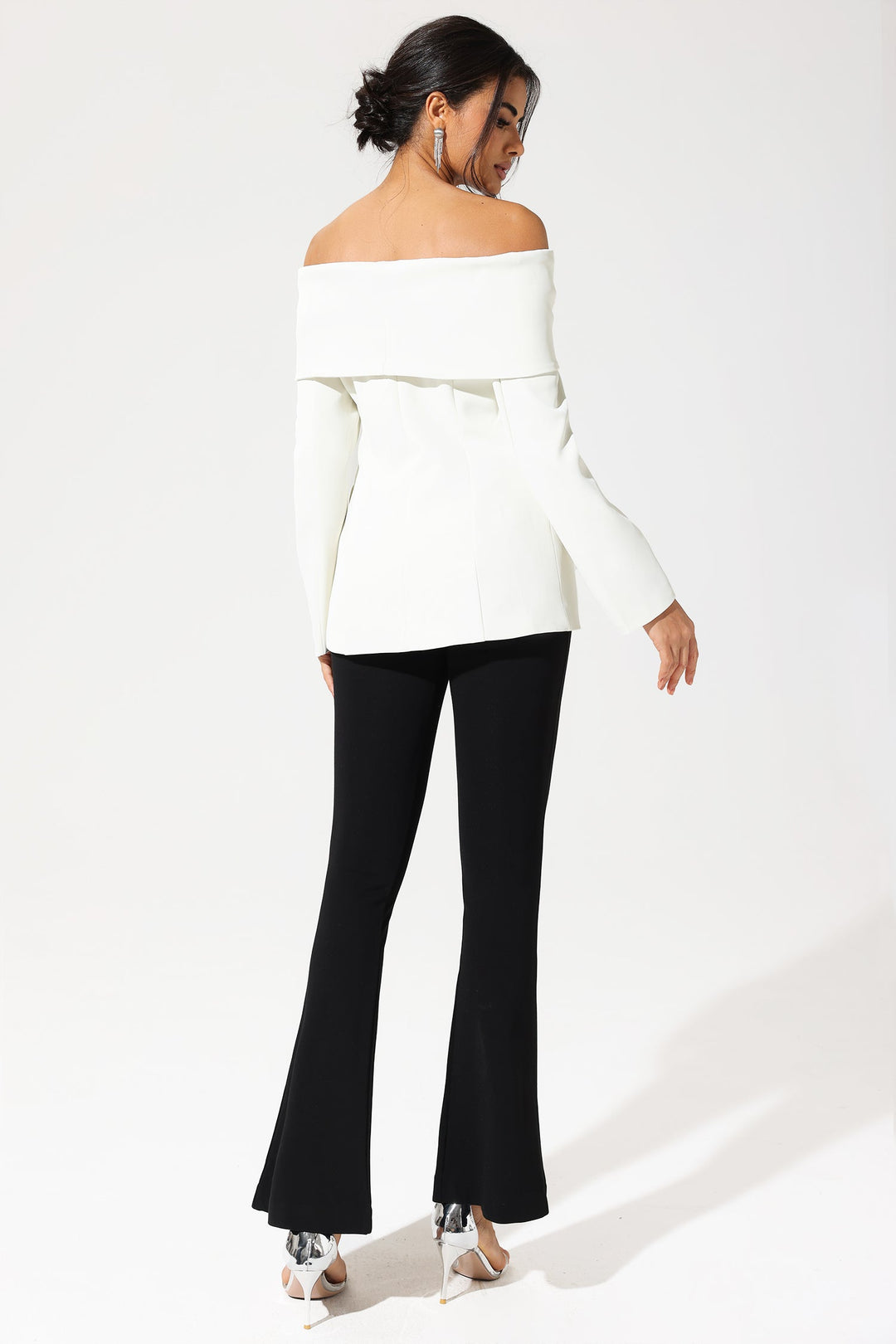 Off-Shoulder Blazer White