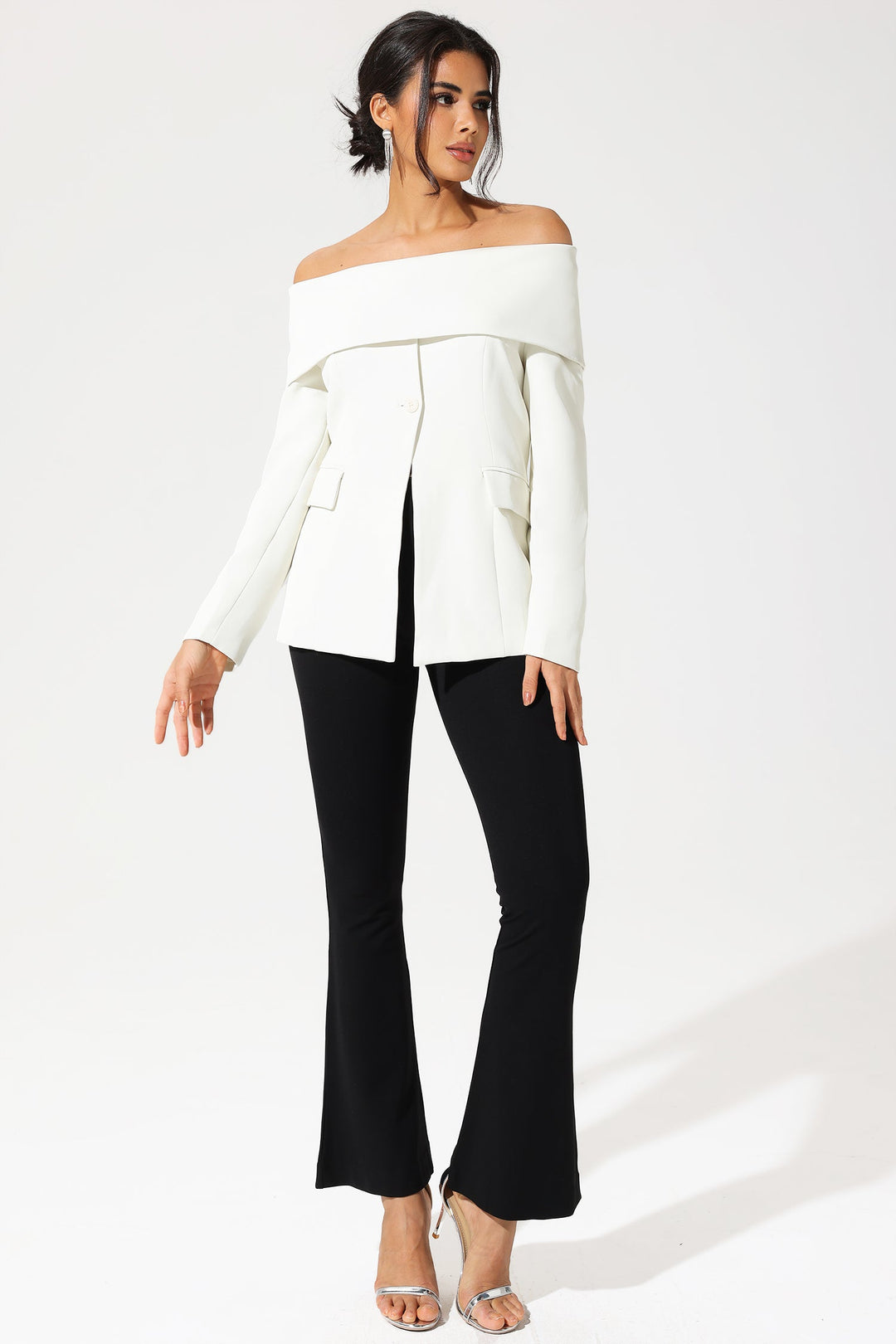 Blazer Off-Shoulder Branco