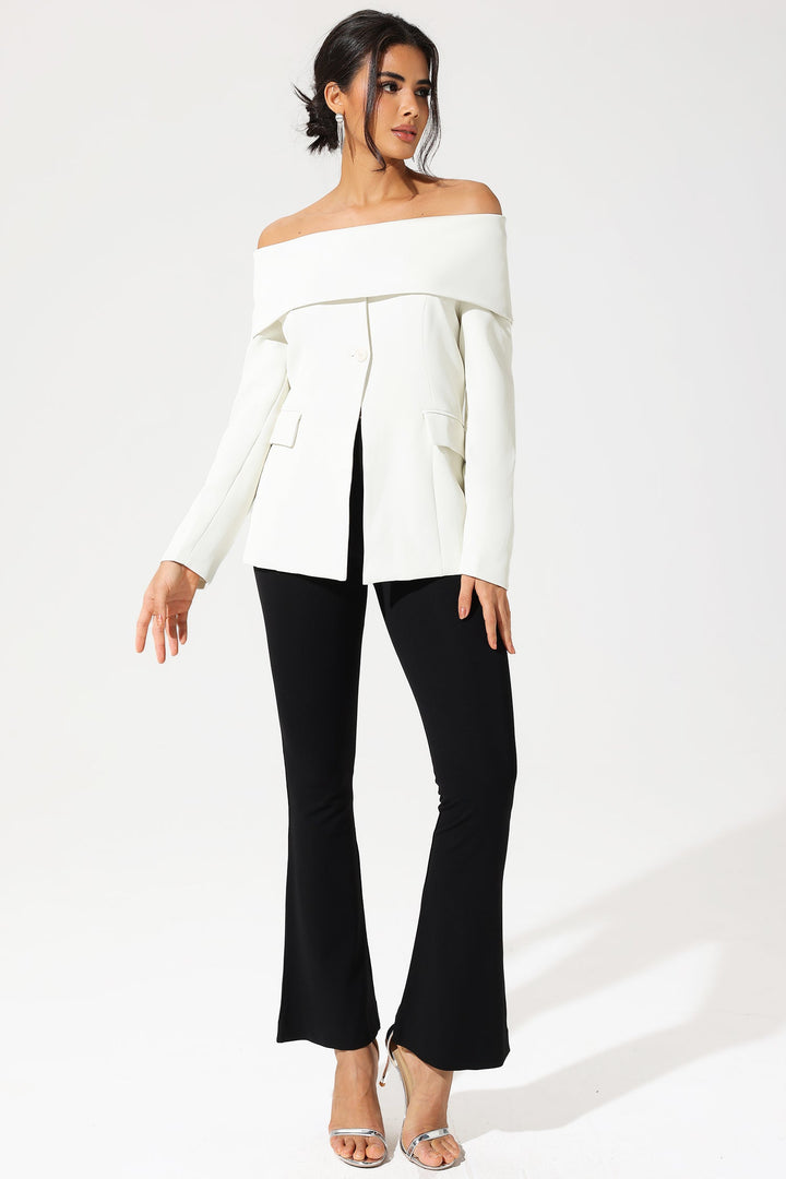 Off-Shoulder Blazer White