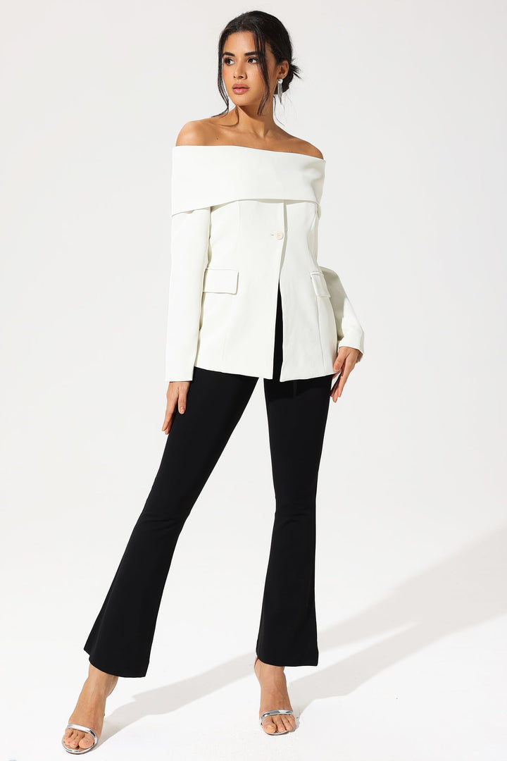 Blazer Off-Shoulder Branco