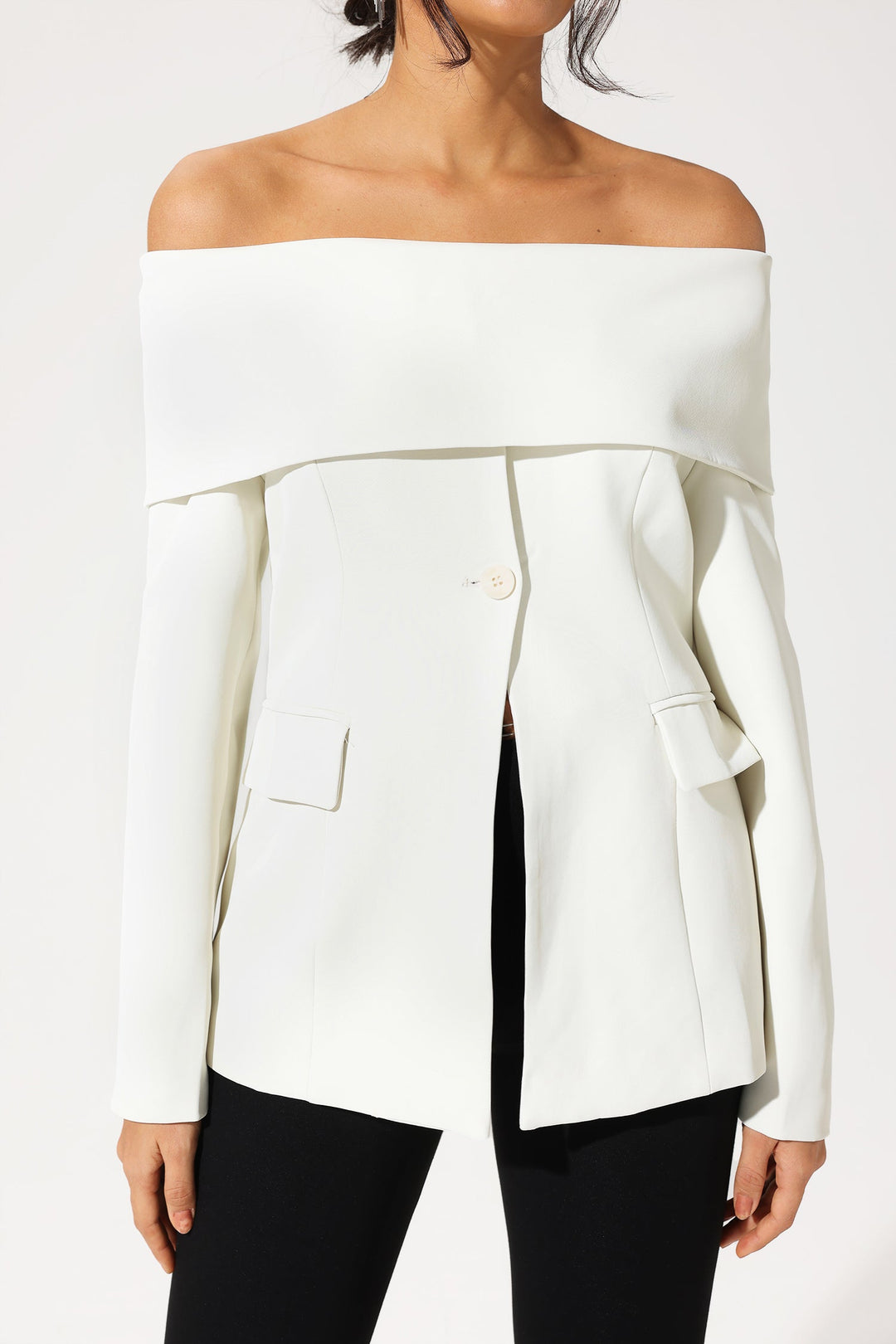 Blazer Off-Shoulder Branco