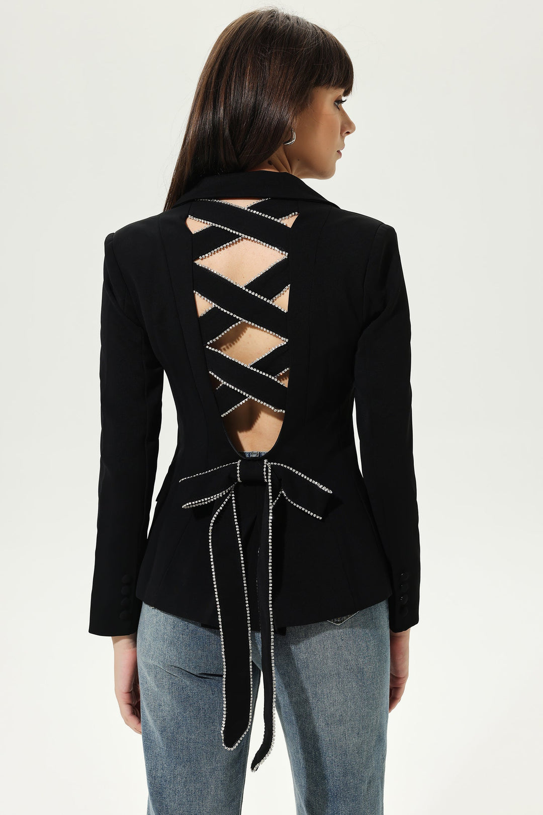 Black Cut-Out Backless Blazer