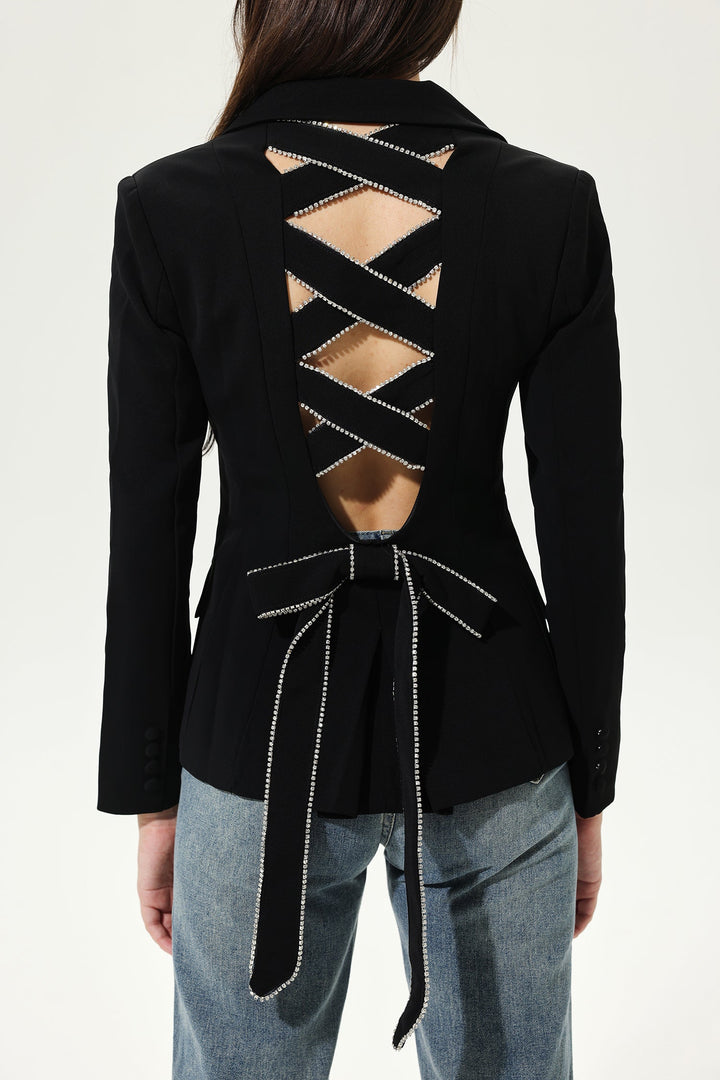 Black Cut-Out Backless Blazer