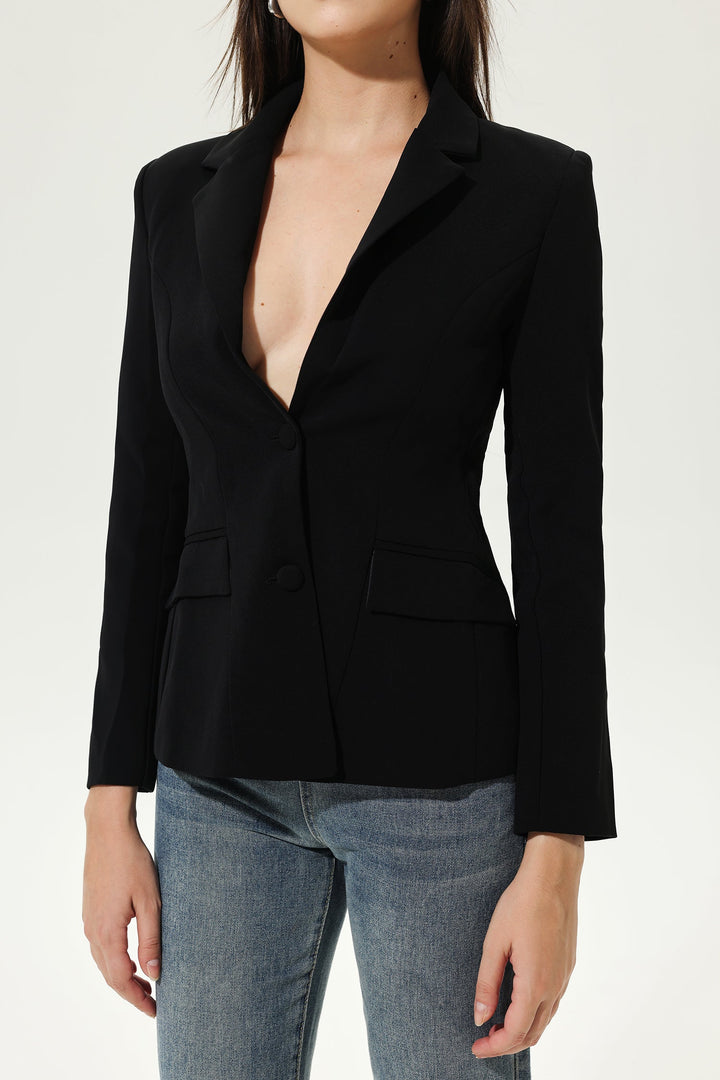 Black Cut-Out Backless Blazer