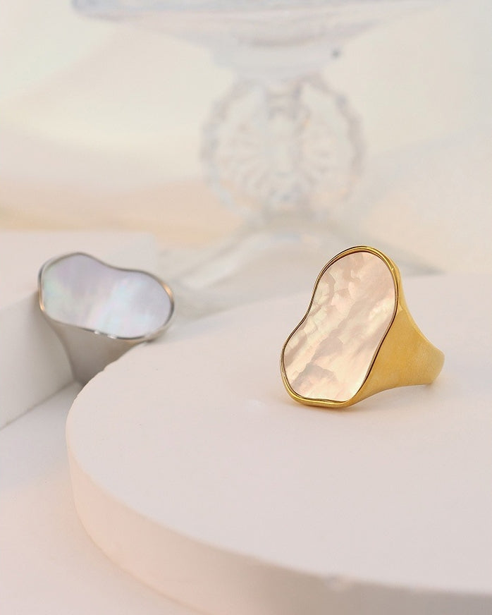 Irregular Shaped White Sea Shell Ring