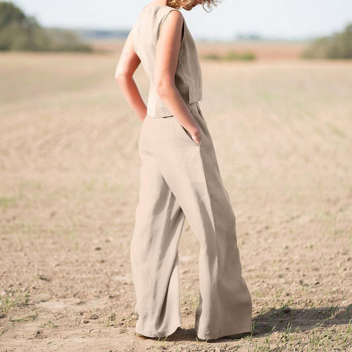 Casual Vest Top + Wide-leg Pants Sets