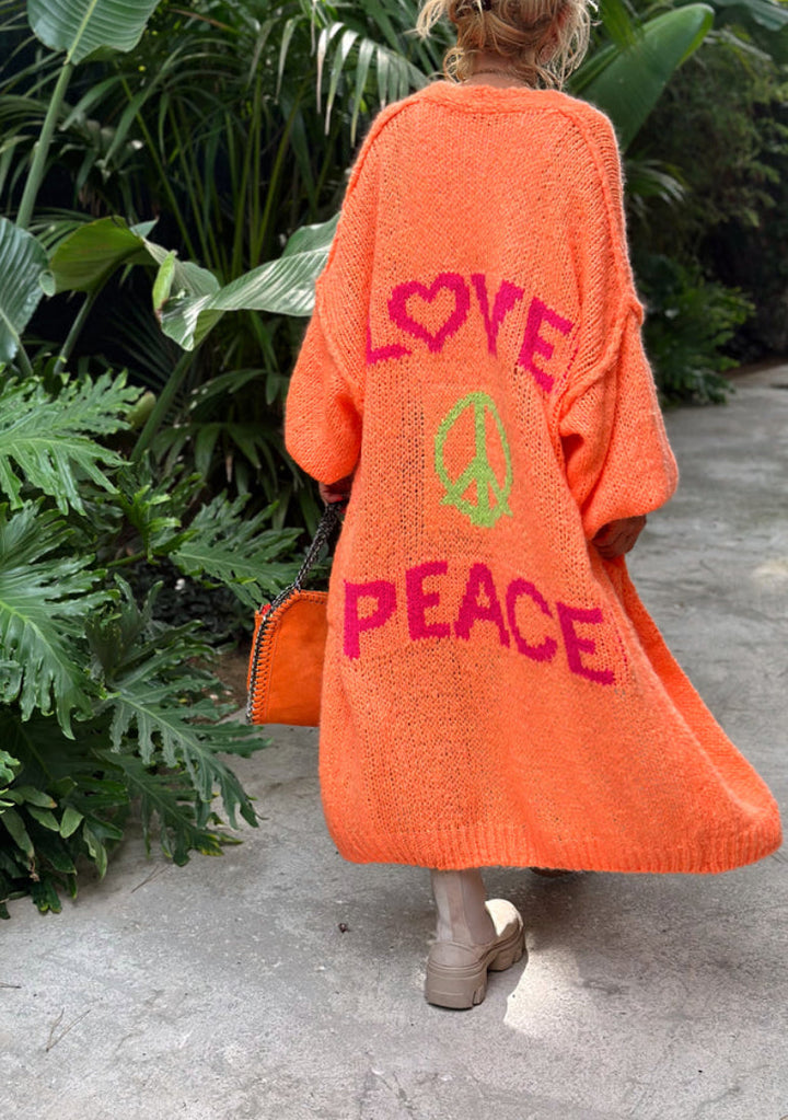 Cardigan lungo lavorato a maglia Peace