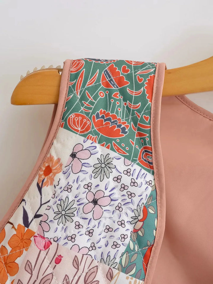 Colete Patchwork Estampado de Flores