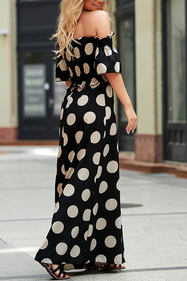 Elastic temperament polka dot printed Dress