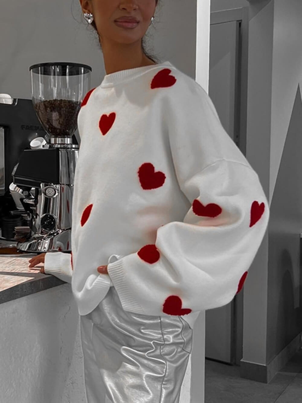 Julrea-50% RABATT-Heart Knit Sweatshirt