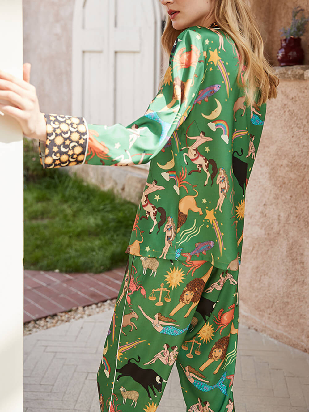 Green Constellation Print Pajama Set