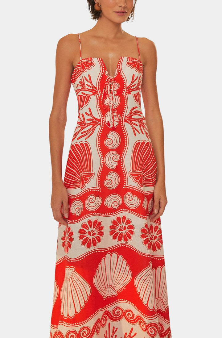 Ainika Shell Red Maxi Dress