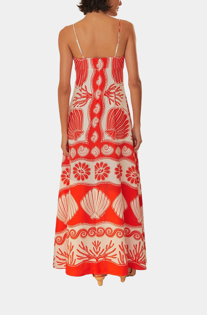 Ainika Shell Red Maxi Dress