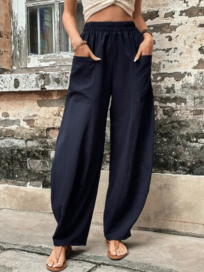 Pantaloni casual da donna in tinta unita