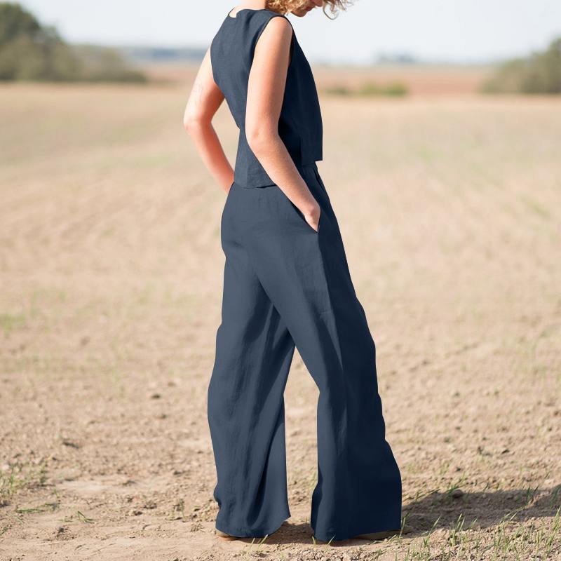 Casual Vest Top + Wide-leg Pants Sets