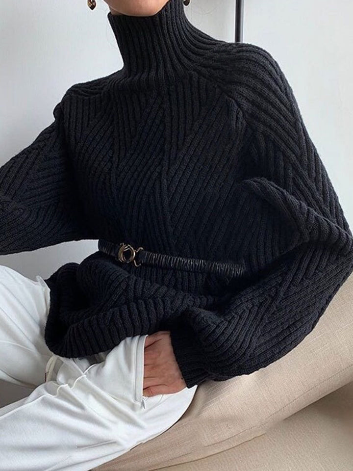 Criss Cross Stickad Turtleneck-tröja