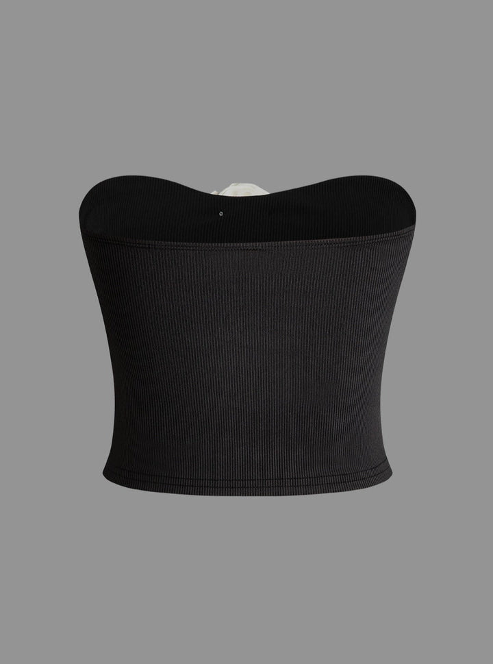 Tube-Top mit 3D-Blumenmuster 