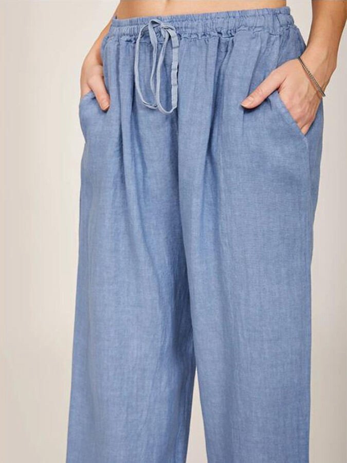 Women's casual cotton linen loose trousers