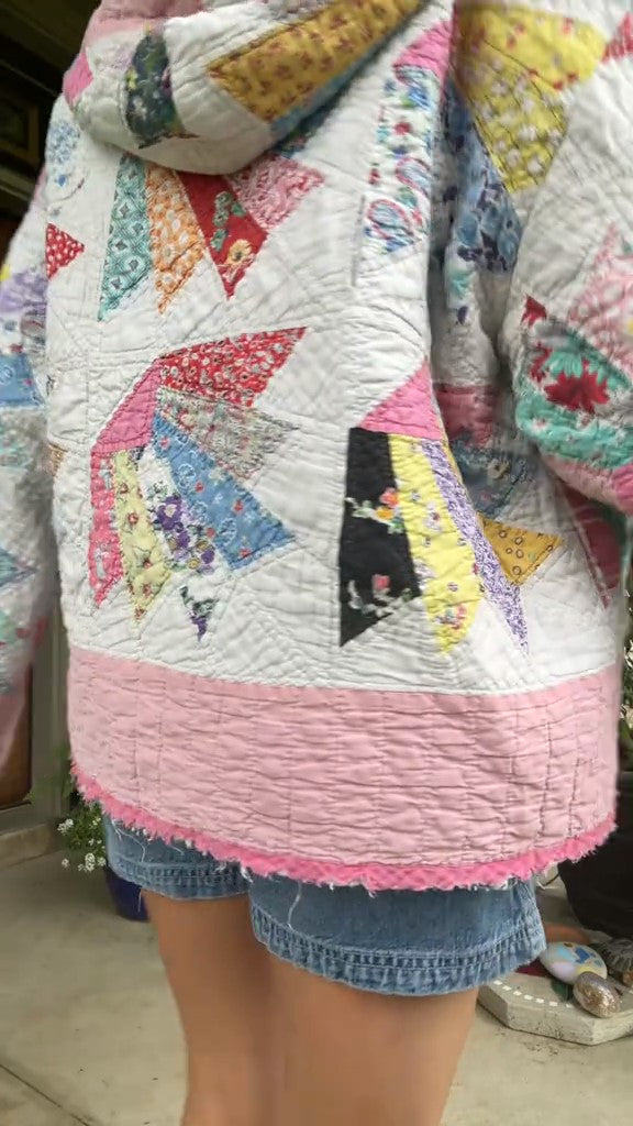 Cardigan rosa com zíper desfiado