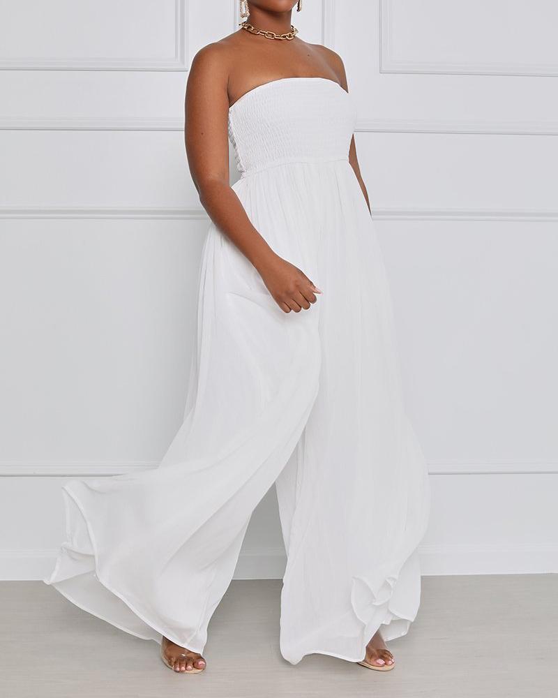 Solid Color Loose High Waist Jumpsuit