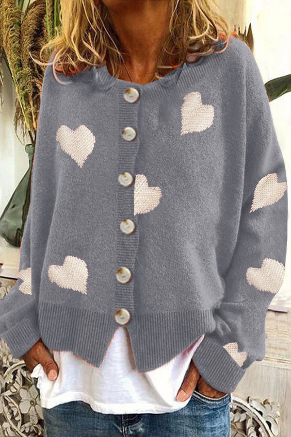 Cardigan da donna con maglione a cuore