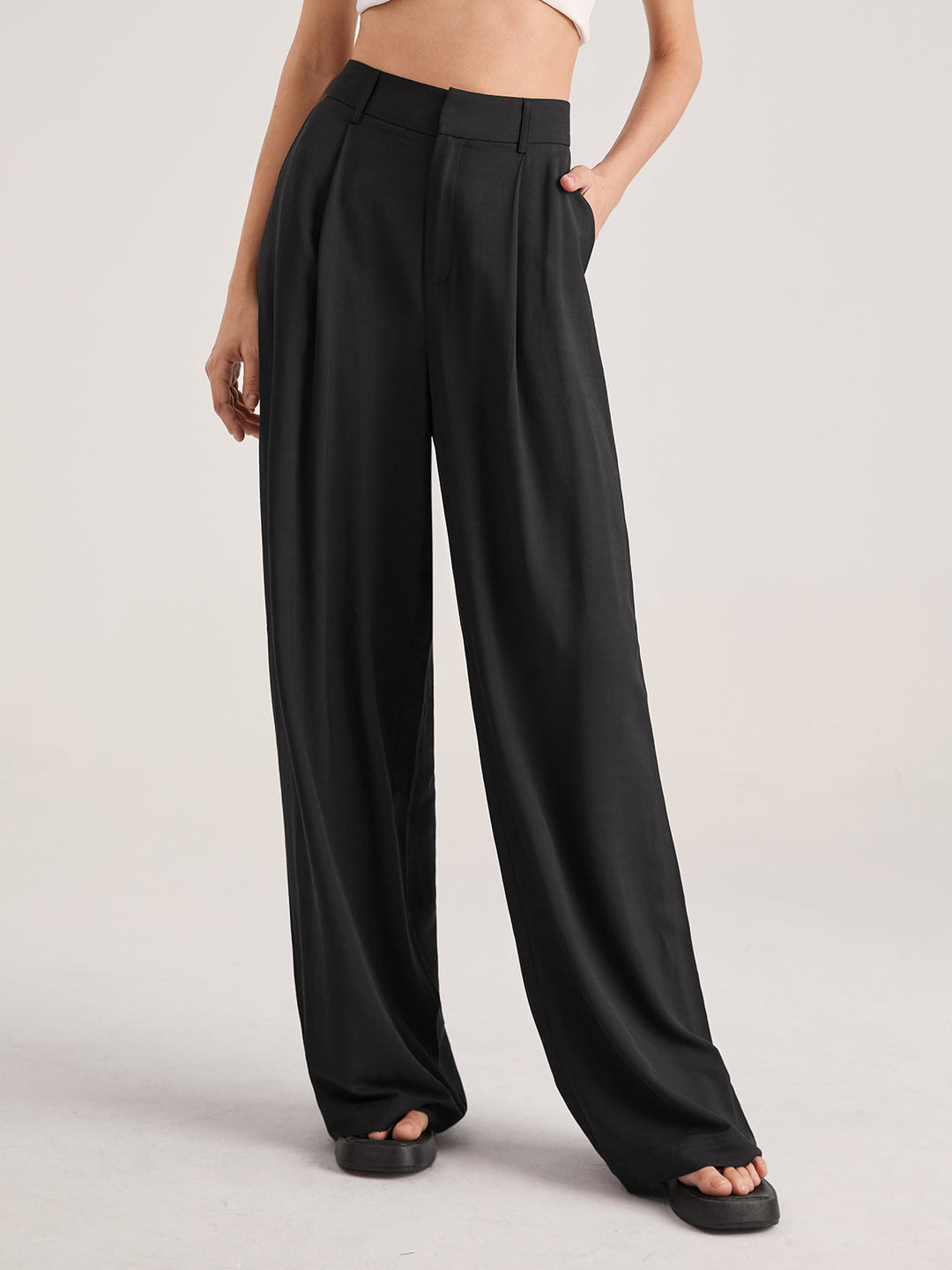 Oversized High Waisted Pleat Front Trousers