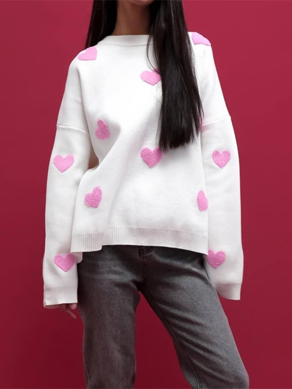 Julrea-50% RABATT-Heart Knit Sweatshirt