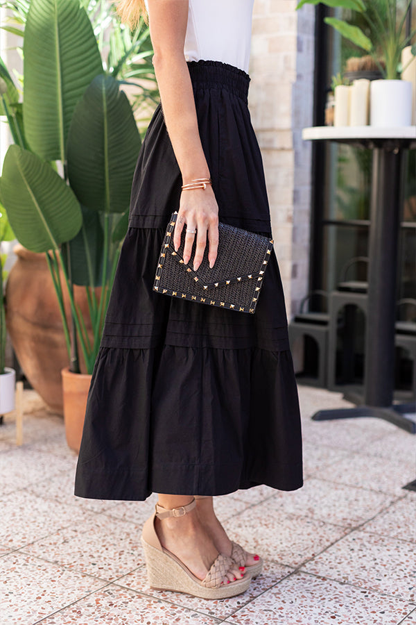 Solid color pleated skirt