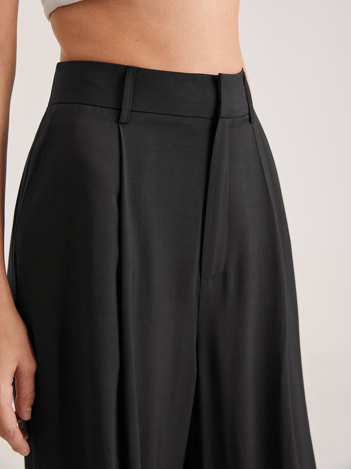 Oversized High Waisted Pleat Front Trousers