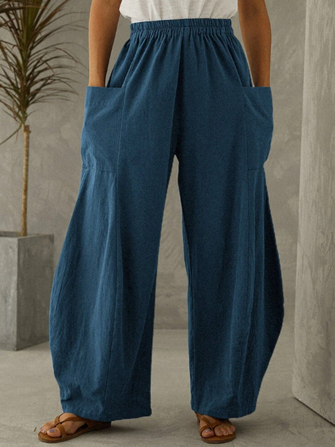 Women's Pure Color Cotton Casual Pants