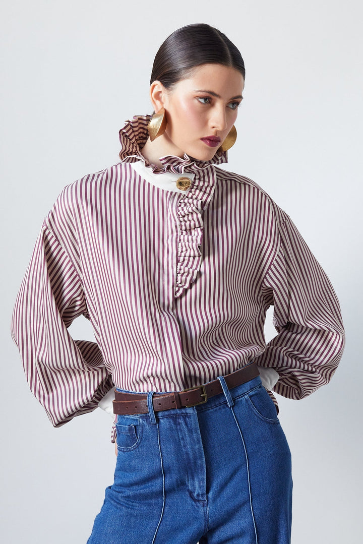 Red Ruffled Blouse