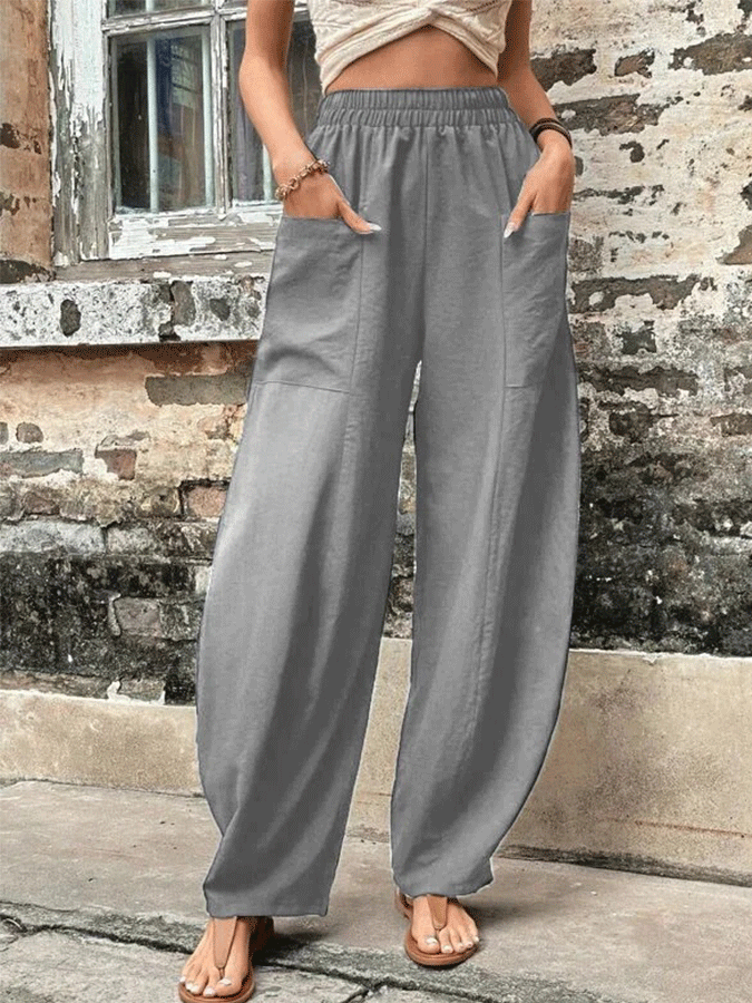 Pantaloni casual da donna in tinta unita