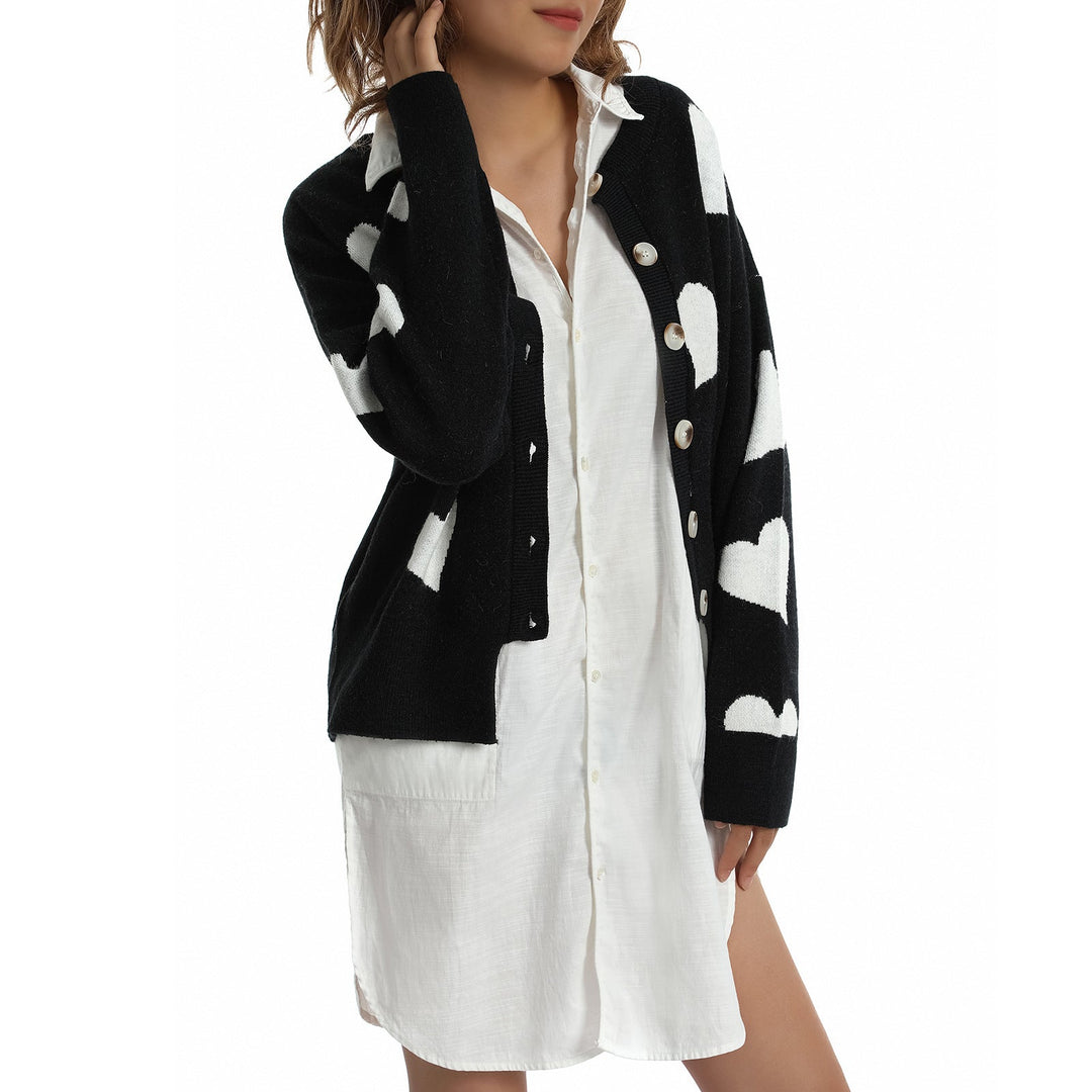 Cardigan da donna con maglione a cuore