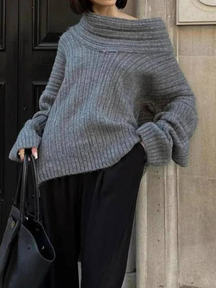 Oversized High Roll Knit Pullover